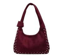 Sac à bandoulière rétro en faux daim clouté Y2K avec rivets, sac à main souple en cuir végétalien pour femme, sac à main streetwear d'automne des années 2000, Rouge, Large
