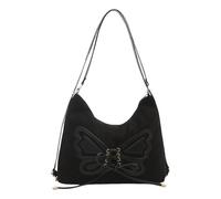 Sac à bandoulière rétro inspiré de papillons avec sangle réglable à porter comme sac à bandoulière ou comme sac à dos, sac à main rétro pour femme, Noir