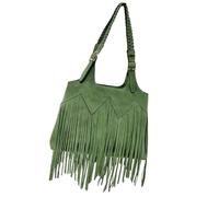 Sac à bandoulière rétro pompon for femme, couleur unie, avec fermeture éclair, grand sac messager décontracté et polyvalent for les déplacements(Green)