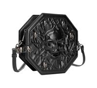Sac à bandoulière rétro pour femme avec rivets - Sac à main pour téléphone - Tête de mort - Messagers pour tous les jours - Tête de mort - Épaule en cuir PU - Téléphone rétro