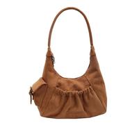 Sac à bandoulière rétro pour femme - Grande capacité - En cuir synthétique - Fermeture éclair, Couleur de référence image #