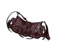 Sac à bandoulière rétro punk avec rivets en cuir synthétique pour femme à la recherche de styles uniques de navetteurs et sac décontracté, Rouge, One Size