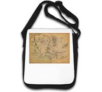 Sac à bandoulière rétro vintage avec carte artistique Atlas Fantasy Earth Blanc