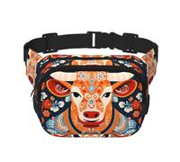 Sac à bandoulière robuste imprimé bovin tendance, sac de taille de randonnée, sac à bandoulière carré double couche pour voyage et remise en forme