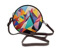Sac à bandoulière rond coloré abstrait Mountain Peak pour femme en cuir
