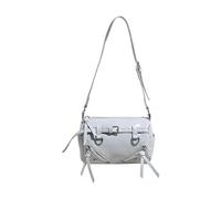 Sac à bandoulière rond contemporain avec sangle réglable en polyuréthane pour les voyages ou le travail - Pour femme, bleu