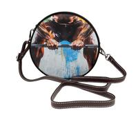 Sac à bandoulière rond en cuir avec bandoulière réglable et motif cocotier et plage de sable pour femme, Sports d'haltérophilie, Taille unique