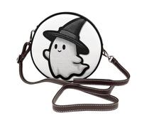 Sac à bandoulière rond en cuir avec chapeau de sorcière mignon Halloween fantôme