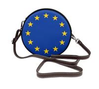 Sac à bandoulière rond en cuir avec drapeau de l'Union européenne pour femme