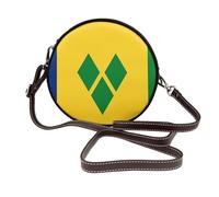 Sac à bandoulière rond en cuir avec drapeau des Grenadines Saint Vincent pour femme