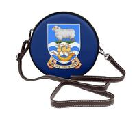 Sac à bandoulière rond en cuir avec drapeau des îles Malouines pour femme