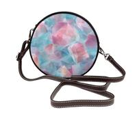 Sac à bandoulière rond en cuir avec fragments de cristal pastel pour femme