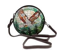 Sac à bandoulière rond en cuir avec motif d'aigle qui s'envole en flèche pour femme