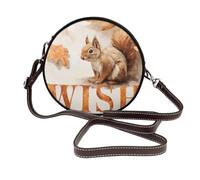 Sac à bandoulière rond en cuir avec motif écureuil mignon Cottagecore Wish pour femme