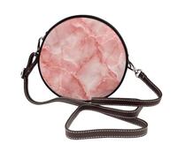 Sac à bandoulière rond en cuir avec veines blanches et marbre rouge clair pour femme