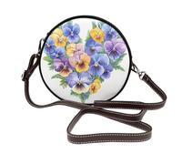 Sac à bandoulière rond en cuir en forme de cœur pour femme Motif pensée