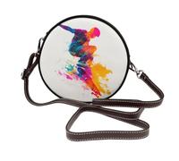 Sac à bandoulière rond en cuir pour femme - Motif skateboard Street Art