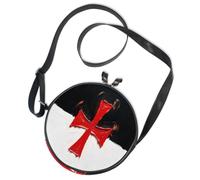 Sac à bandoulière rond en toile avec drapeau de bataille des templiers