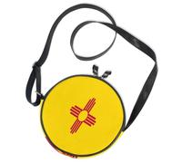 Sac à bandoulière rond en toile avec drapeau du Nouveau-Mexique