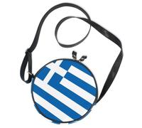 Sac à bandoulière rond en toile avec drapeau grec national bleu