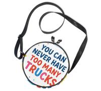 Sac à bandoulière rond en toile avec inscription « You Can Never Have Too Many Trucks Boys Construction Trucks »