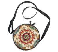 Sac à bandoulière rond en toile style persan mandala floral