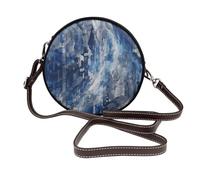 Sac à bandoulière rond imprimé aigle à tête blanche pour femmes et filles, sac à bandoulière en cuir pour l'école, le travail, les voyages, Bleu abstrait, Taille unique