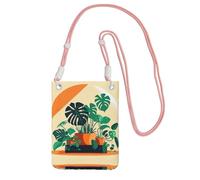 Sac à bandoulière rose - Sac à bandoulière imprimé en bambou avec dos tortue de dessin animé pour téléphone portable, parfait pour le shopping et les activités de plein air