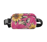 Sac à bandoulière rustique motif tournesol pêche chaude pour homme et femme résistant à l'eau avec sangle réglable pour voyage, course à pied, randonnée