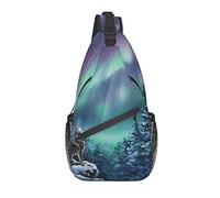Sac à bandoulière, Sac à Dos à bandoulière coloré The Night Wolf Print pour Femmes et Hommes décontractés