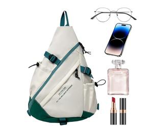 Sac à bandoulière, sac d'étudiant décontracté, style sportif élégant, design de poitrine, sac à dos de grande capacité, structure légère, sangle réglable, pour camping, randonnée, fitness, 36 x 14 x