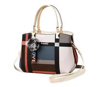 Sac à bandoulière, sac fourre-tout pour femme, pochette rétro, sangle réglable, style urbain minimaliste pour le travail, les sorties ou les voyages, 26 x 13 x 20 cm, fil à coudre, carreaux, PU