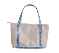 Sac à bandoulière simple en toile treillis léger et durable pour une prise en main confortable des articles du quotidien Sac fourre-tout en toile solide pour femme, bleu, One Size