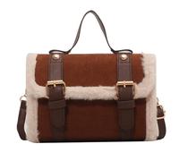 Sac à bandoulière sophistiqué pour femme 2024 Hiver Peluche Fourrure Petit sac à main carré pour les professionnels Style français Sac, marron, One Size