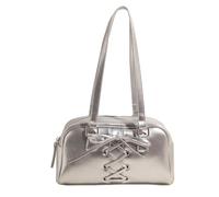 Sac à bandoulière sophistiqué style ballet avec nœuds décoratifs en cuir PU conçu pour les femmes à la mode sac étudiant à la mode, Argenté., One Size