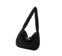 Sac à bandoulière souple moderne en fourrure avec sangle confortable, grande capacité, sac à main sous les aisselles pour femmes à la mode, style coréen, sac à main, Noir , One Size