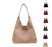 Sac à bandoulière souple pour femme - Sac fourre-tout en daim souple, couleur unie, vintage, esthétique, pour un usage quotidien décontracté, blanc, 36*31*3cm