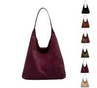 Sac à bandoulière souple pour femme - Sac fourre-tout en daim souple, couleur unie, vintage, esthétique, pour un usage quotidien décontracté, violet, 36*31*3cm