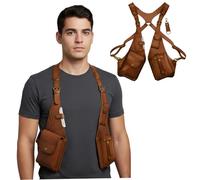 Sac à bandoulière sous les bras pour homme, sac à bandoulière réglable antivol vintage en cuir PU avec multi-poches pour l'extérieur, marron clair, décoration intérieure pour la maison