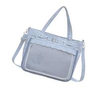 Sac à bandoulière spacieux et transparent punk punk pour femme, tendance, esthétique, sangle réglable, sac à main en polyuréthane, sac à main clouté, bleu, One Size