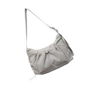 Sac à bandoulière style coréen avec cordon de serrage en toile pour étudiant, école, voyage, quotidien, grande capacité, gris, One Size