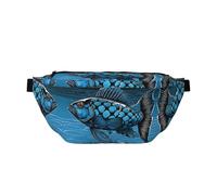 Sac à bandoulière super large pour homme et femme (imprimé tournesols) - Ceinture réglable pour sports de plein air, randonnée, voyage, cyclisme, randonnée, escalade, Écailles de poisson argentées.,