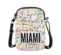 Sac à bandoulière sur le thème de Miami « Welcome to Miami South Beach », Rencontrez Miami Cr Eu, 5.91 Inches ×8.27 Inches