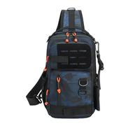 Sac à bandoulière tactique avec plusieurs compartiments de rangement, sac à dos de pêche, résistant à l'eau, léger, sac à bandoulière pour homme, bleu, Sac tactique à bandoulière