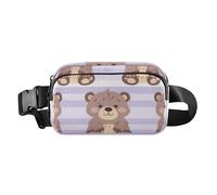 Sac à bandoulière tendance à rayures violettes pour homme et femme avec sangle réglable pour voyage, course à pied, randonnée, Dessin animé mignon petits ours lumière - rayures violettes, 1 size