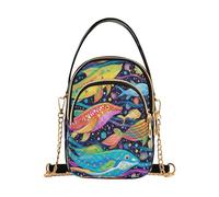 Sac à bandoulière tendance avec plusieurs poches pour femme Motif animaux marins psychédéliques