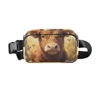 Sac à bandoulière tendance avec sangle réglable pour homme et femme Motif vache écossaise