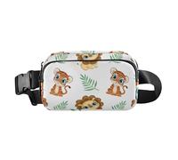 Sac à bandoulière tendance avec sangle réglable pour les petits hommes d'affaires et les petits hommes d'affaires, Animaux mignons de dessins animés Tigres Lion, Moderne