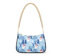 Sac à bandoulière tendance de Noël bleu clair, rouge et blanc, motif renne du Père Noël, sac à main pour femme pour les voyages