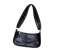 Sac à bandoulière tendance des années 90 pour femme avec rivets cloutés en cuir PU Petit sac à main à bandoulière avec bandoulière amovible Sac de transport quotidien, Noir , One Size